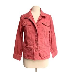 Pink Button Up Jean Jacket